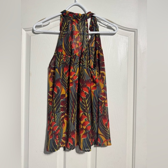 Molly Bracken Sheer Sleeveless Racerback Top Tropical Print– Size Small - Picture 2 of 7